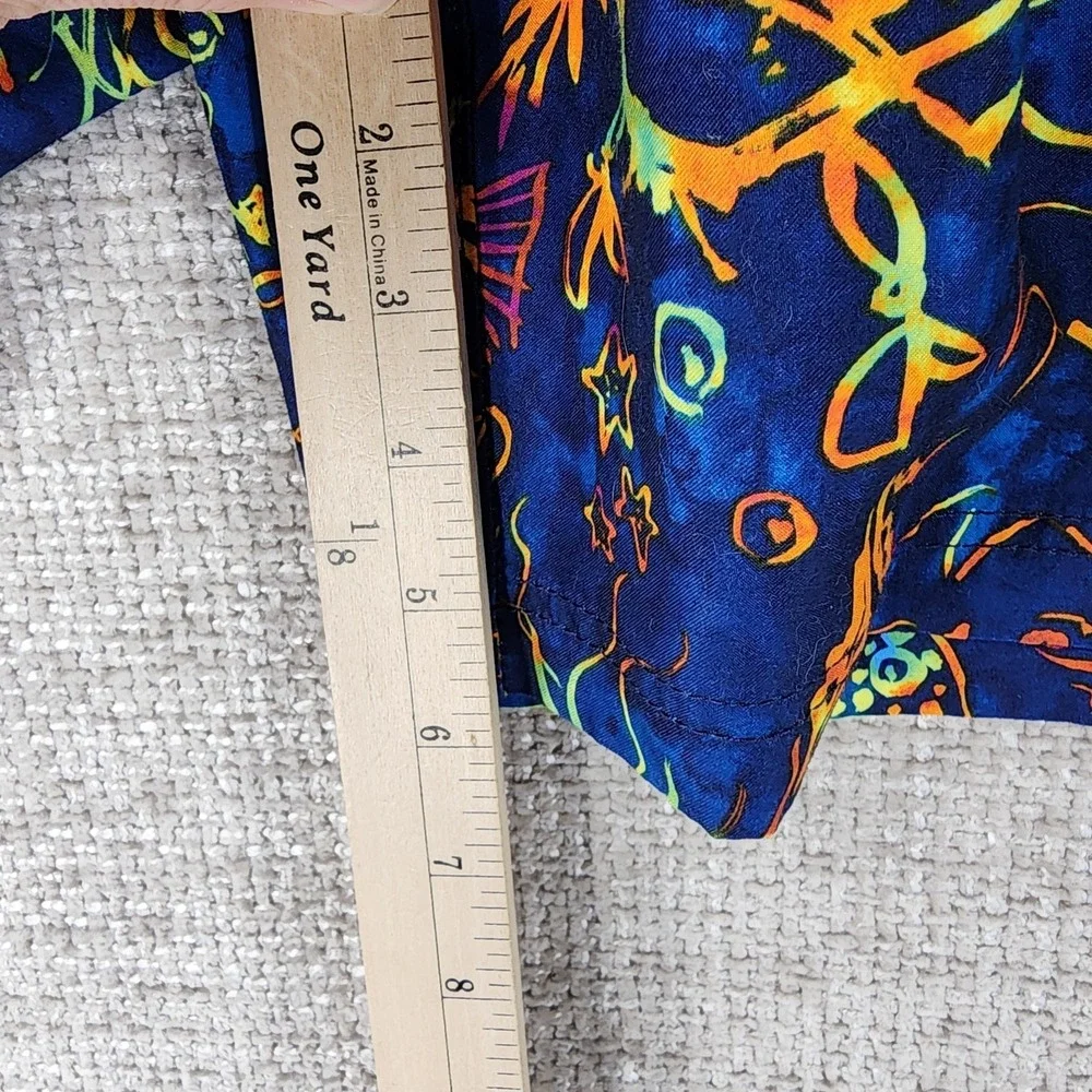 Lands End Elastic Waist Swim Shorts Mens L (36-38) Navy Sea Creatures Lined EUC